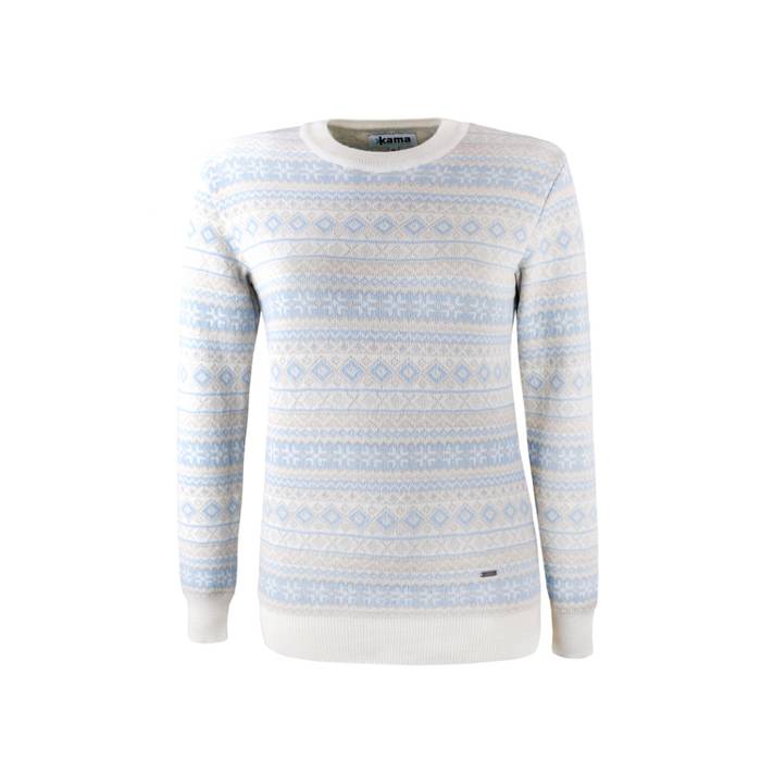 hervorming gebruiker bon Kama Warme lichtdragende Sweater van 100% merino wol dames wit-blauw 5024 |  Antrekk
